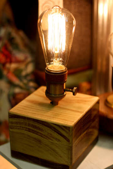 light bulb on wooden box №52832