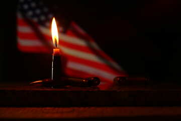 a candle in-front of an American flag sign element №52524