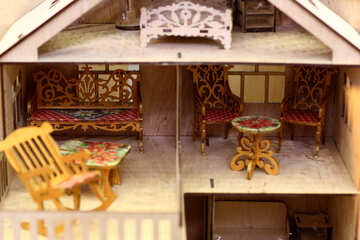 Móveis cama cadeira mesa casa de boneca №52686