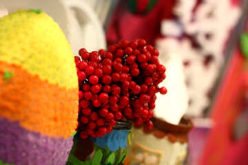 Decoraciones adornos hilo lana frutas Bayas №52797