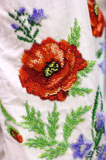 Червоні квіти на тканині №52805