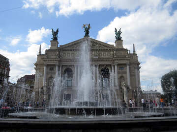Fountain in front of a building opera theater №52262