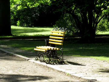Wooden seat in garden park chair bench №52134