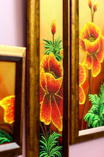Cuadros enmarcados de flores rojas y naranjas №52664