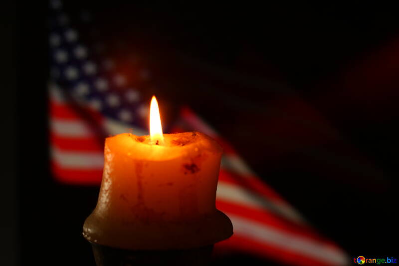American flag with a candle №52486