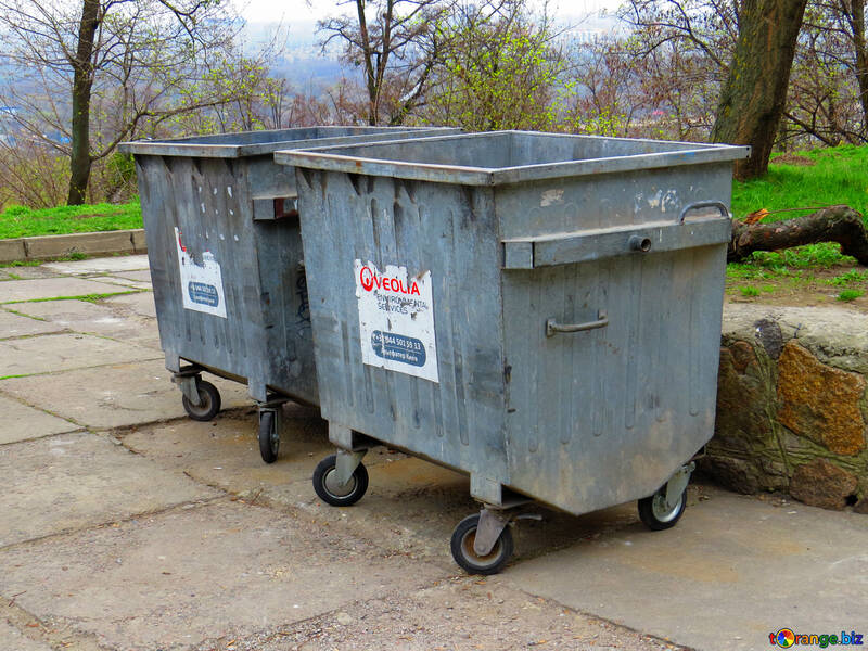 two garbage carts dumpsters Bins №52441