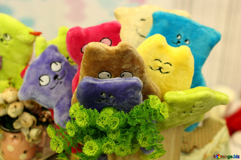 Handmade bouquet of colorful plush cat-shaped toys diy handmade ...