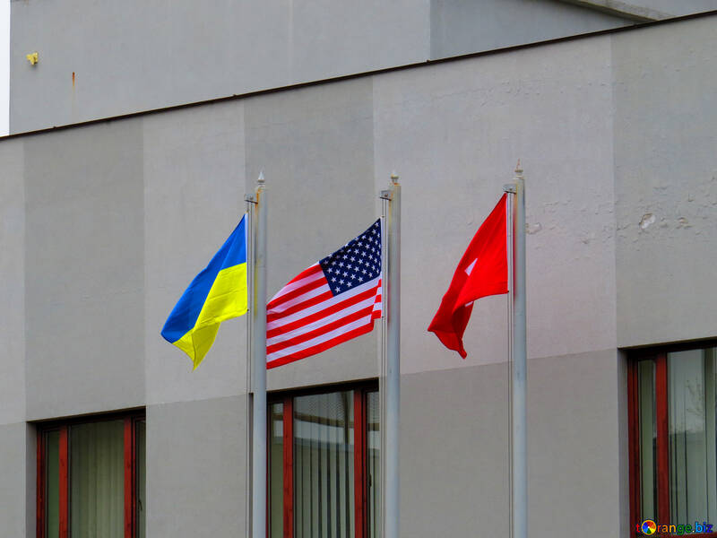 Three flags and flag poles №52467