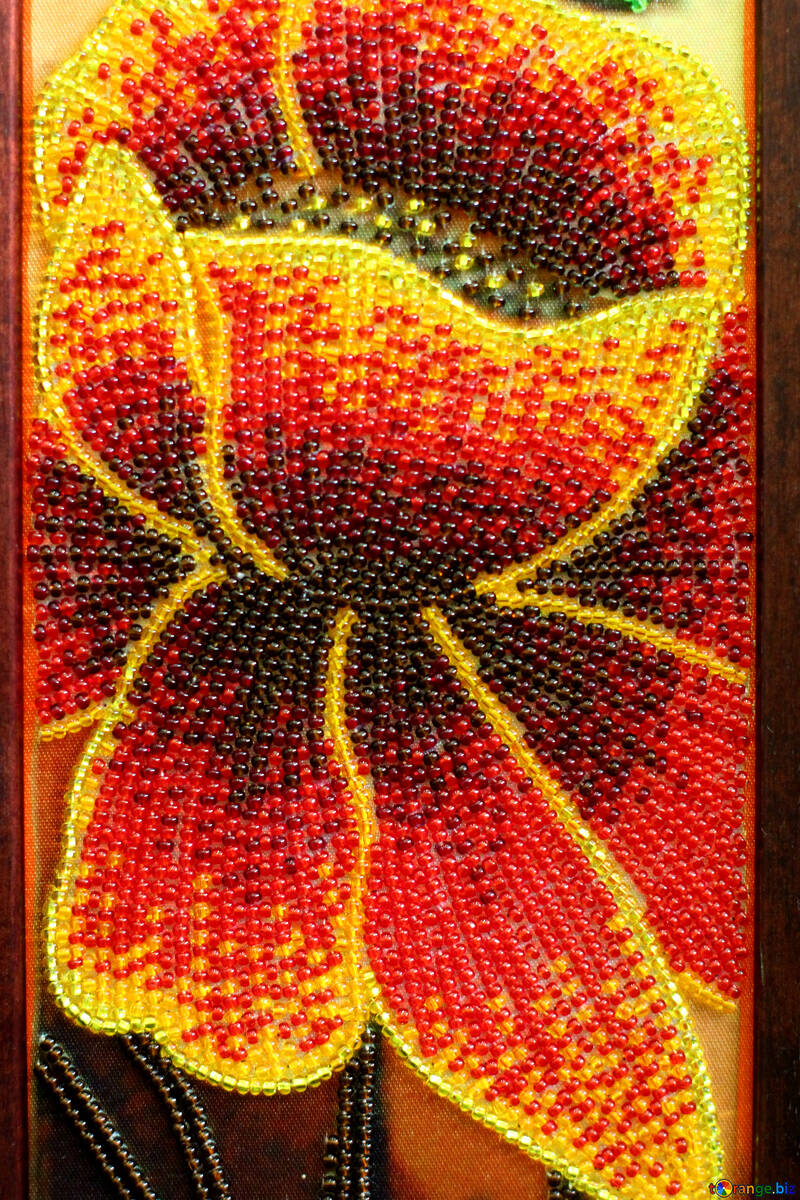 Помаранчевий квітка бісером №52666