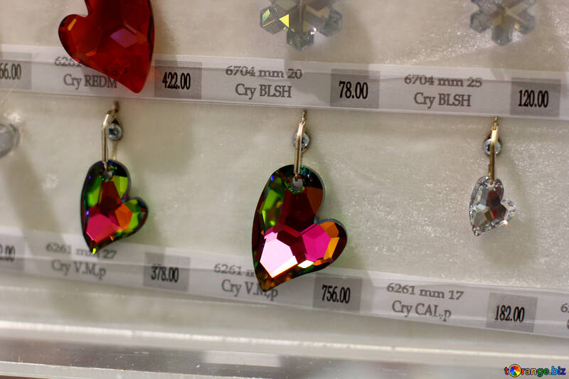 heart-shaped earrings on sale little cristal key charms №52544