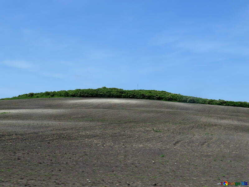 Paysage aride de colline avec une île de terre au feuillage vert №52043