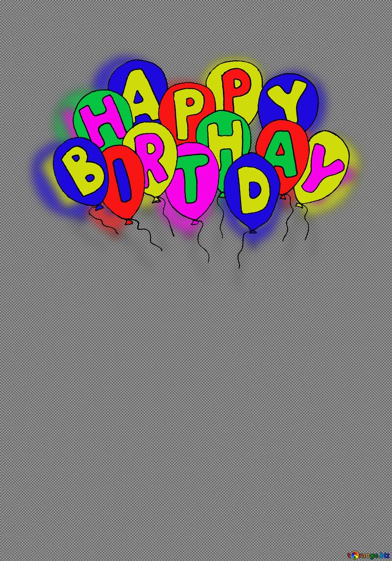 Alles Gute zum Geburtstag. Handzeichnung Pen Lettering Cartoon-Stil-Design. Luftballons mit Inschrift. Stellen Sie einen weißen Hintergrund dar, der getrennt wird. Konzept für Glückwunschkarte. №52351