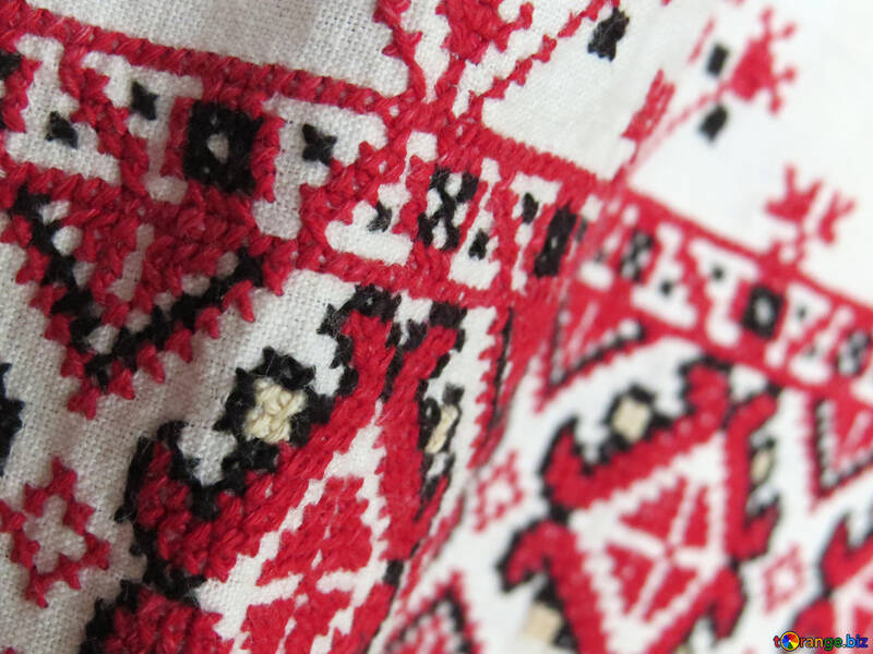 Teste padrão vermelho e preto no tecido branco do karpet №52376