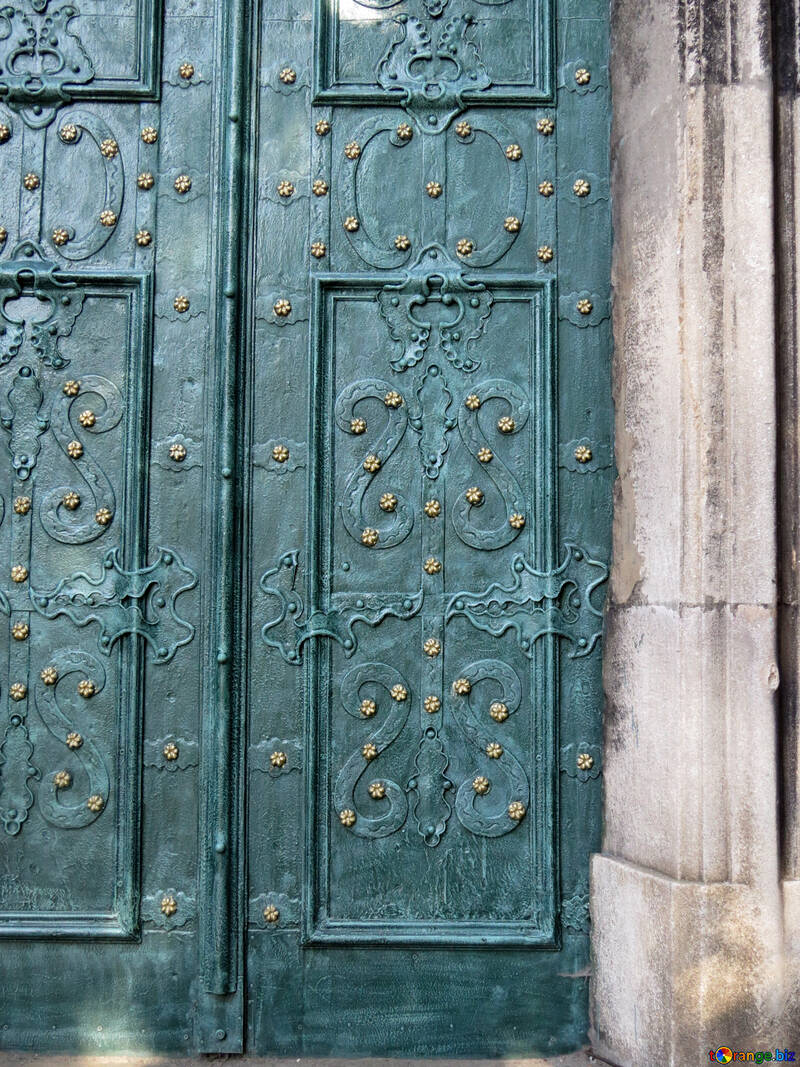 Porta azul verde curvilínea projeta portas №52194