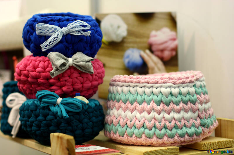 Cut yarn wool knitted pots wooven №52751