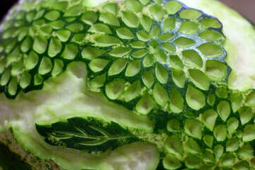 Leaves probably made out of a breakable material carved melon vegetable №53345