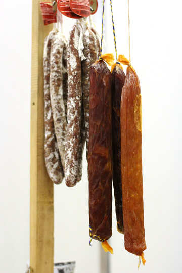 Hanging meat salami sausage №53043
