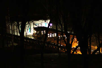 Trolley notturno tra gli alberi. №53592
