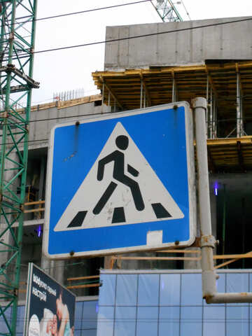 sign walk cross blue shield traffic №53354
