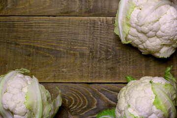 Cauliflower on wood planks. №53660