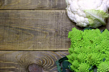 木製の板野菜背景にカリフラワー №53662