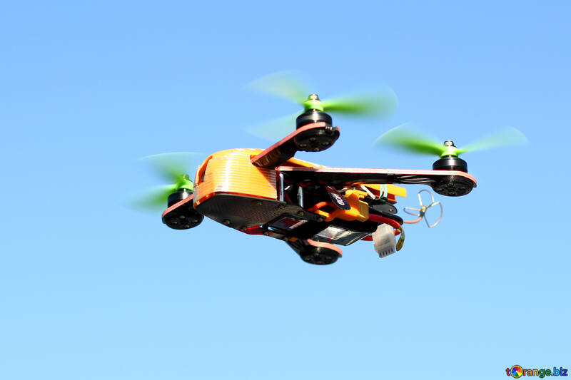A drone flying high up in the air aircraft radio-controlled aircraft toy aviation aircraft engine air sports №53701