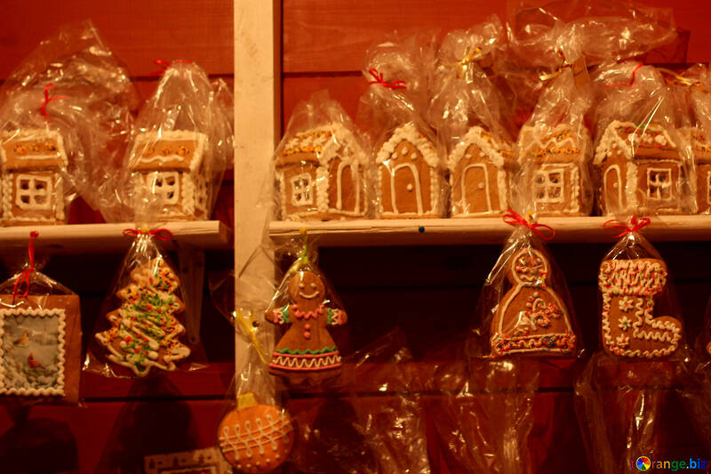Bonbons décorations de pain d`épice de biscuits de Noël №53486