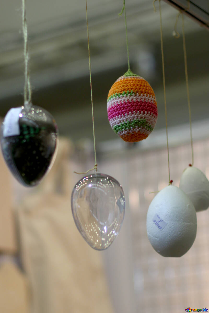 Huevos de pascua bolas de madera y vidrio №53142