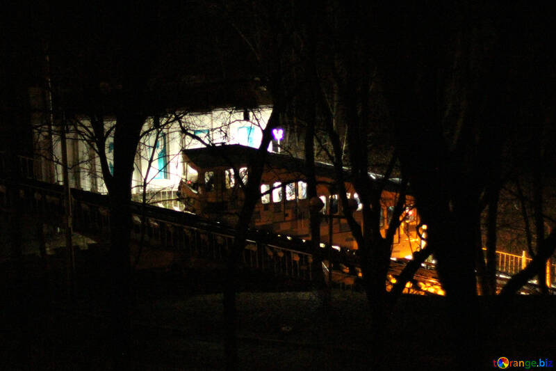 Night trolley through the trees. №53592
