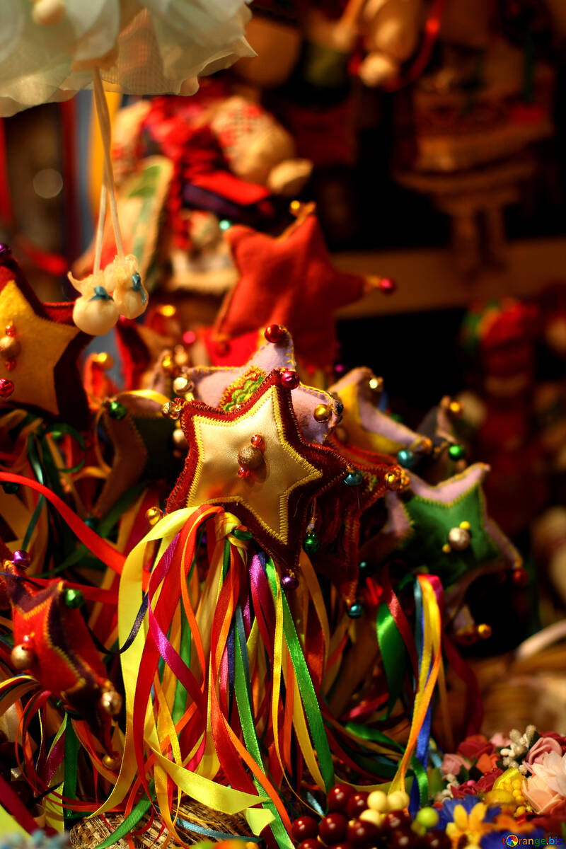 クリスマスの飾り花子供たちにある種のキャンディー星赤と緑星の糸おもちゃのクリスマス飾り №53502
