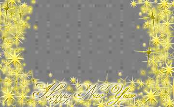 Frame Happy New Year 3d gold stars text dark №54461