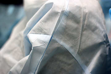 crumpled cloth medical overall shoulder fabric white paper crinkled №54530