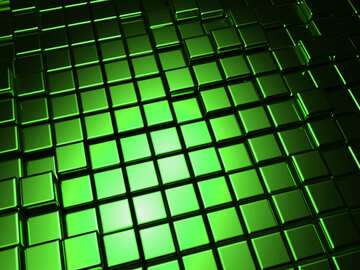 3 dの抽象的な緑の金属キューブボックスの背景 №54500