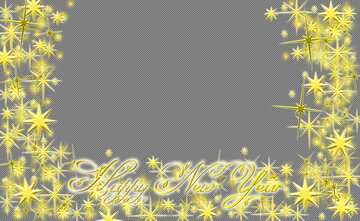 Frame Happy New Year 3d gold stars text
