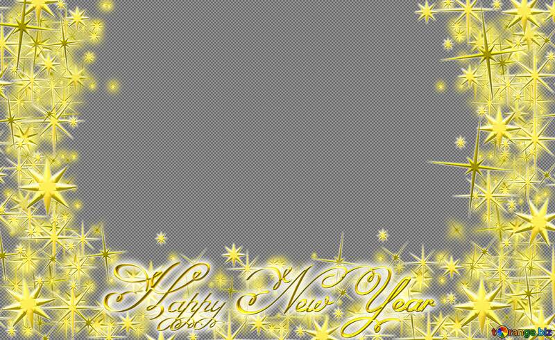 Frame Happy New Year 3d gold stars text dark №54461