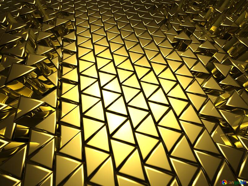 3D abstract geometric volumetric triangle gold metal background №54502