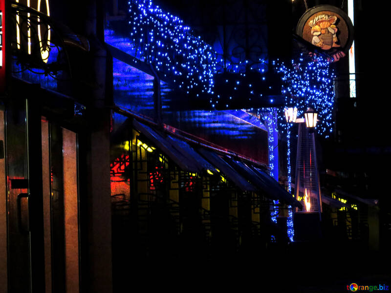 Luzes de Natal azuis à noite №54040