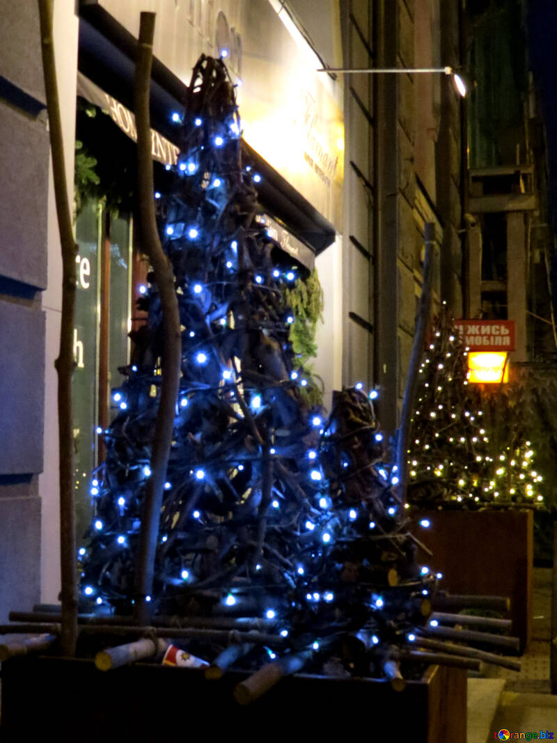 Ciudad árbol de Navidad azul №54044