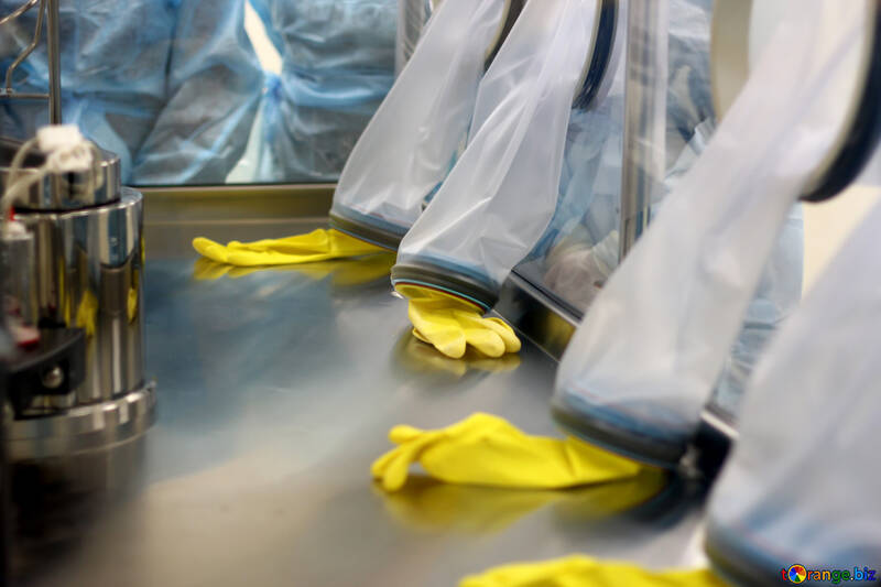 Handschuhe gelbe Gummi medizinische Szene Labor №54584