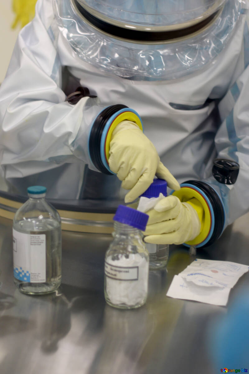 Prueba de medicina de peligro de laboratorio guantes amarillos experimentos químicos laboratorio de virus №54576