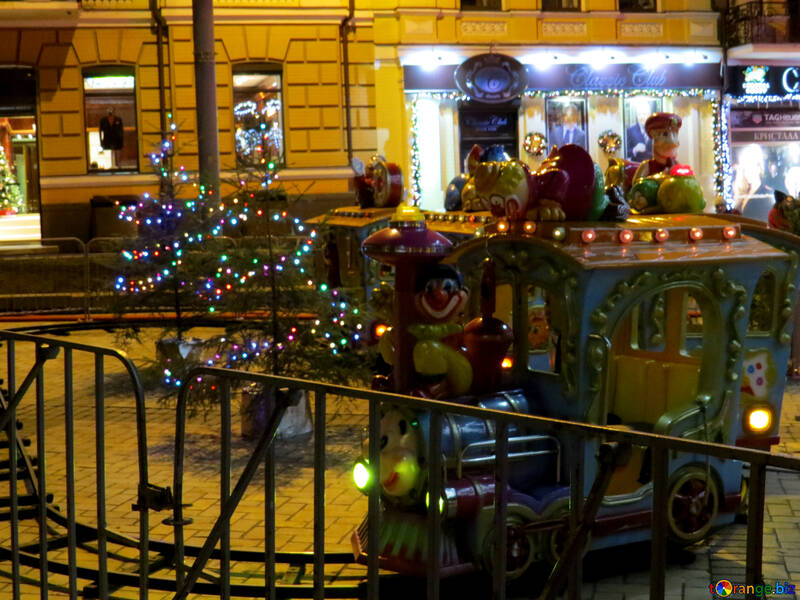 Christmas Lights out side colorful train small №54097