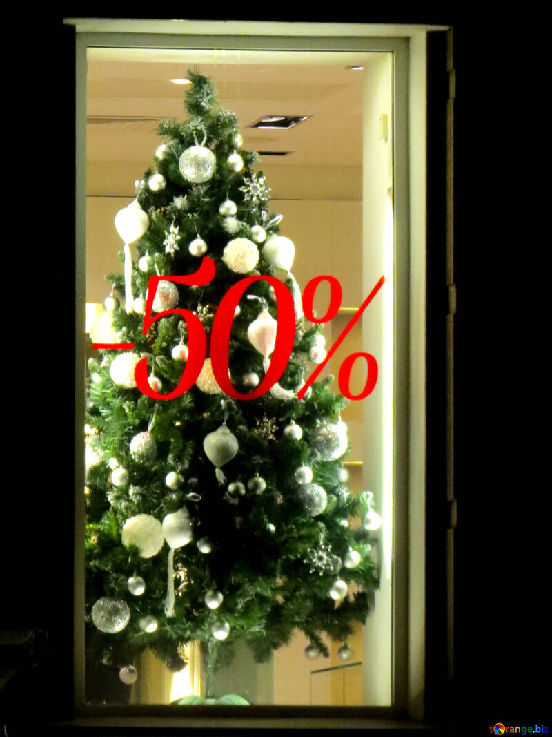 Finestra del negozio del negozio di vendita dell`albero di Natale №54050
