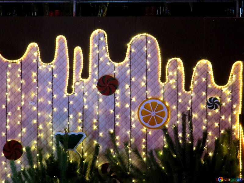 Una pared con luces flores de hierba de limón №54104