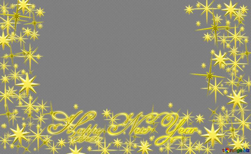 Frame Happy New Year 3d gold stars text №54456