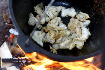 chicken piece cooking on a fire №55473