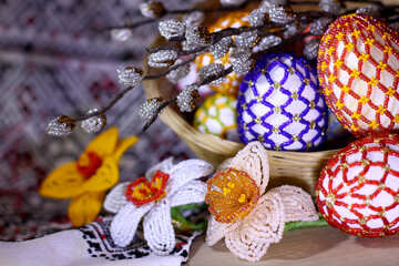 Easter eggs an spring flowers decoration holiday №55353