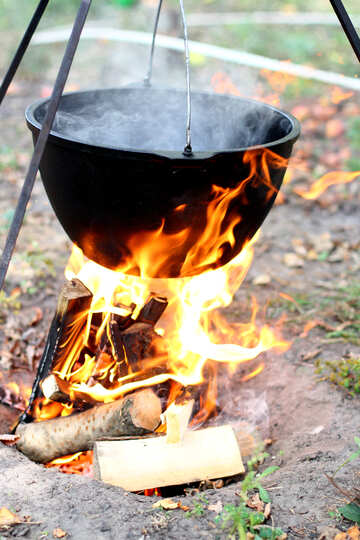 firewood heating a caldron №55456