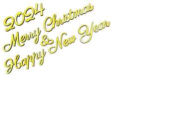 Lettering gold 2024 Merry Christmas and Happy New Year 3d text on transparent background