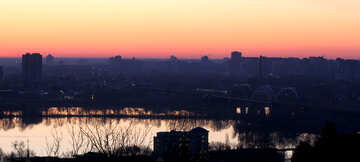 city on sunset lake sky №56007