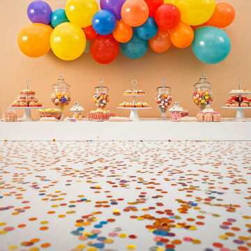 Colorful Party Setup with Balloons and Sweet Treats for Celebrations №56829